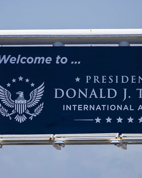 New sign at President Donald J. Trump International Airport formerly Palm Beach International
