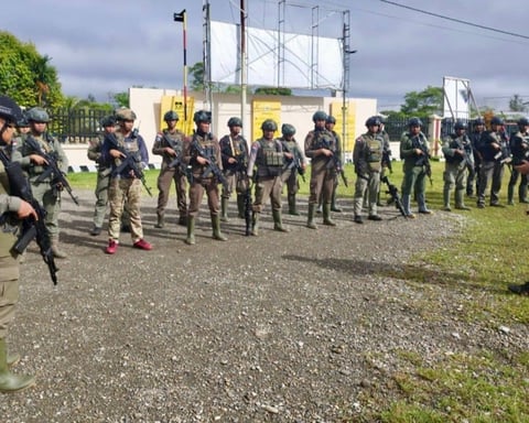 Security forces patrol Yahukimo region Papua Indonesia where American pilot Nicholas Gosselin was killed