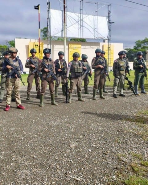 Security forces patrol Yahukimo region Papua Indonesia where American pilot Nicholas Gosselin was killed