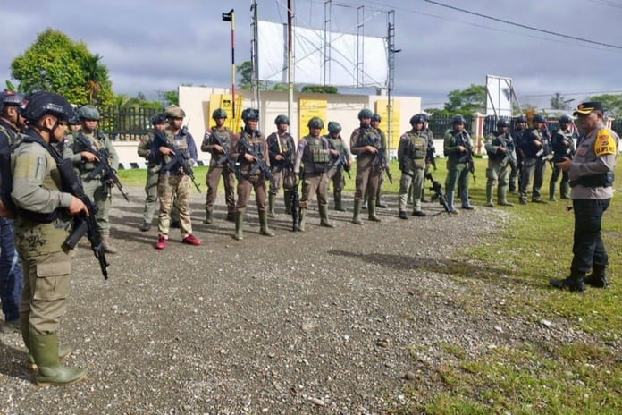 Security forces patrol Yahukimo region Papua Indonesia where American pilot Nicholas Gosselin was killed