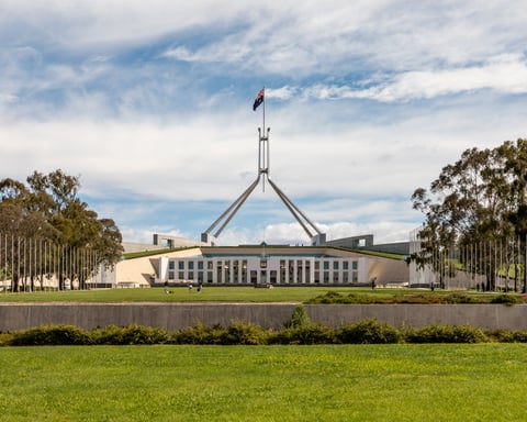 Parliament House in Canberra, Australia, where the health minister commented on global drug pricing pressures