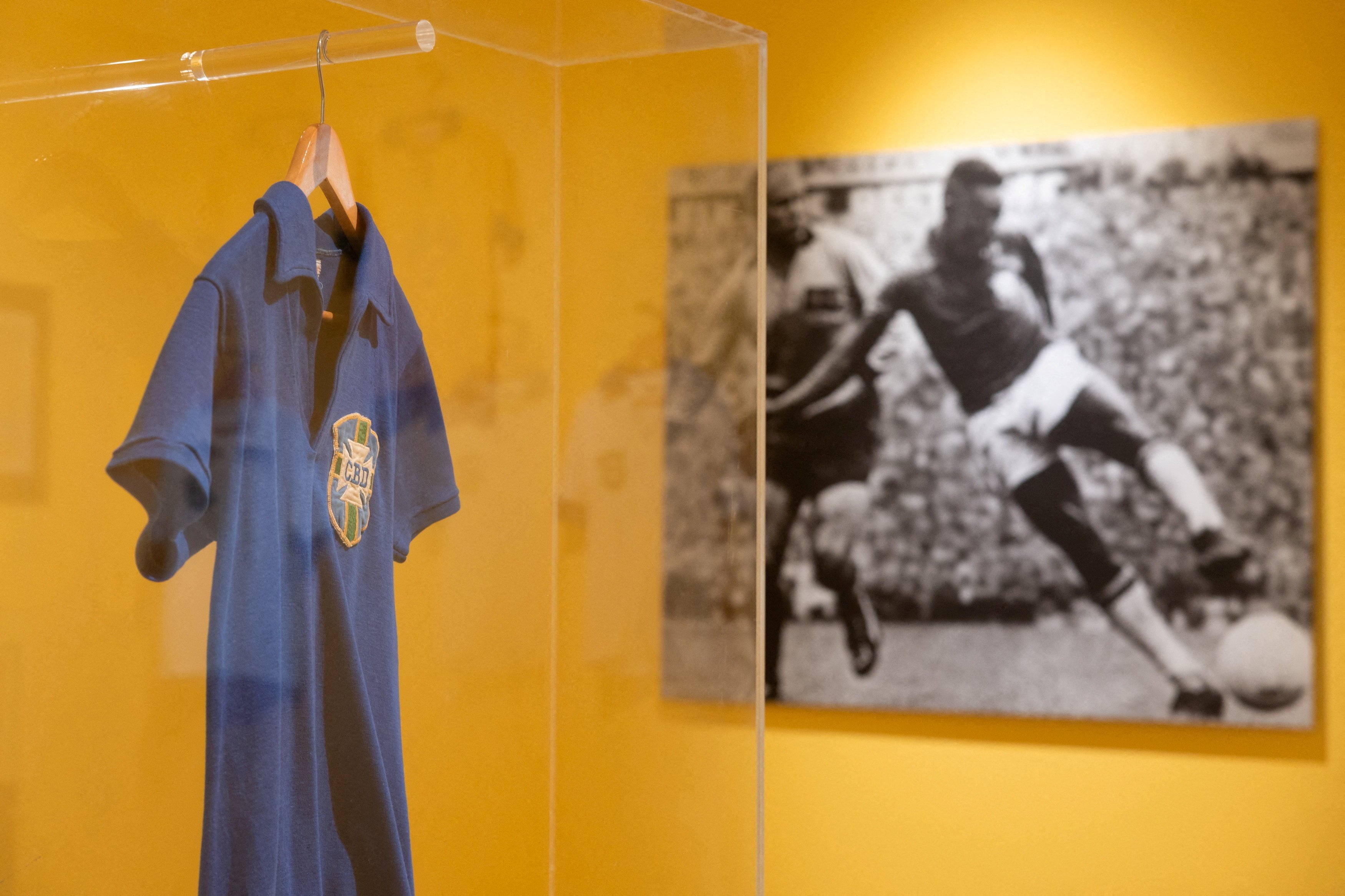 Brazil's Pelé 1958 World Cup final jersey displayed at Sotheby's auction in New York