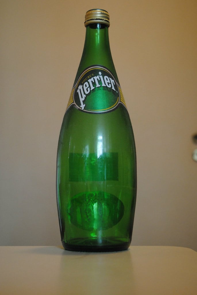 A Perrier sparkling water bottle, one of the premium brands in the Nestle Peranel joint venture