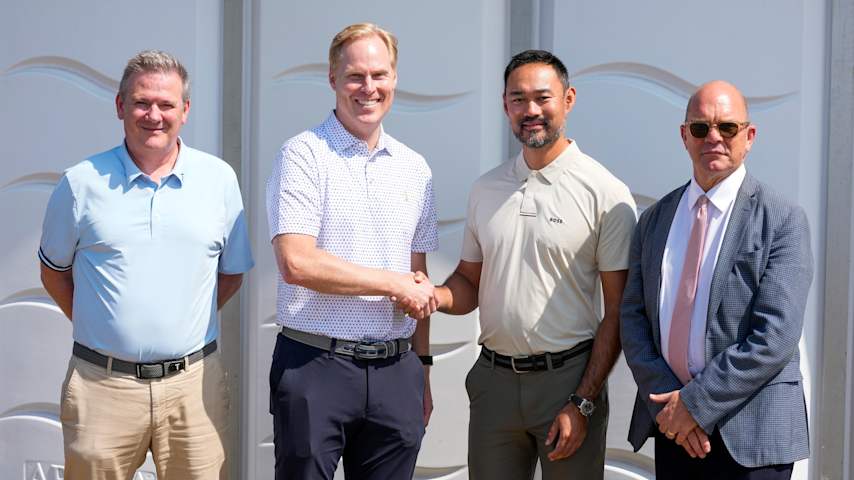 Official logos representing the PGA Tour, Asian Tour and DP World Tour multi-year partnership announced July 21 2026