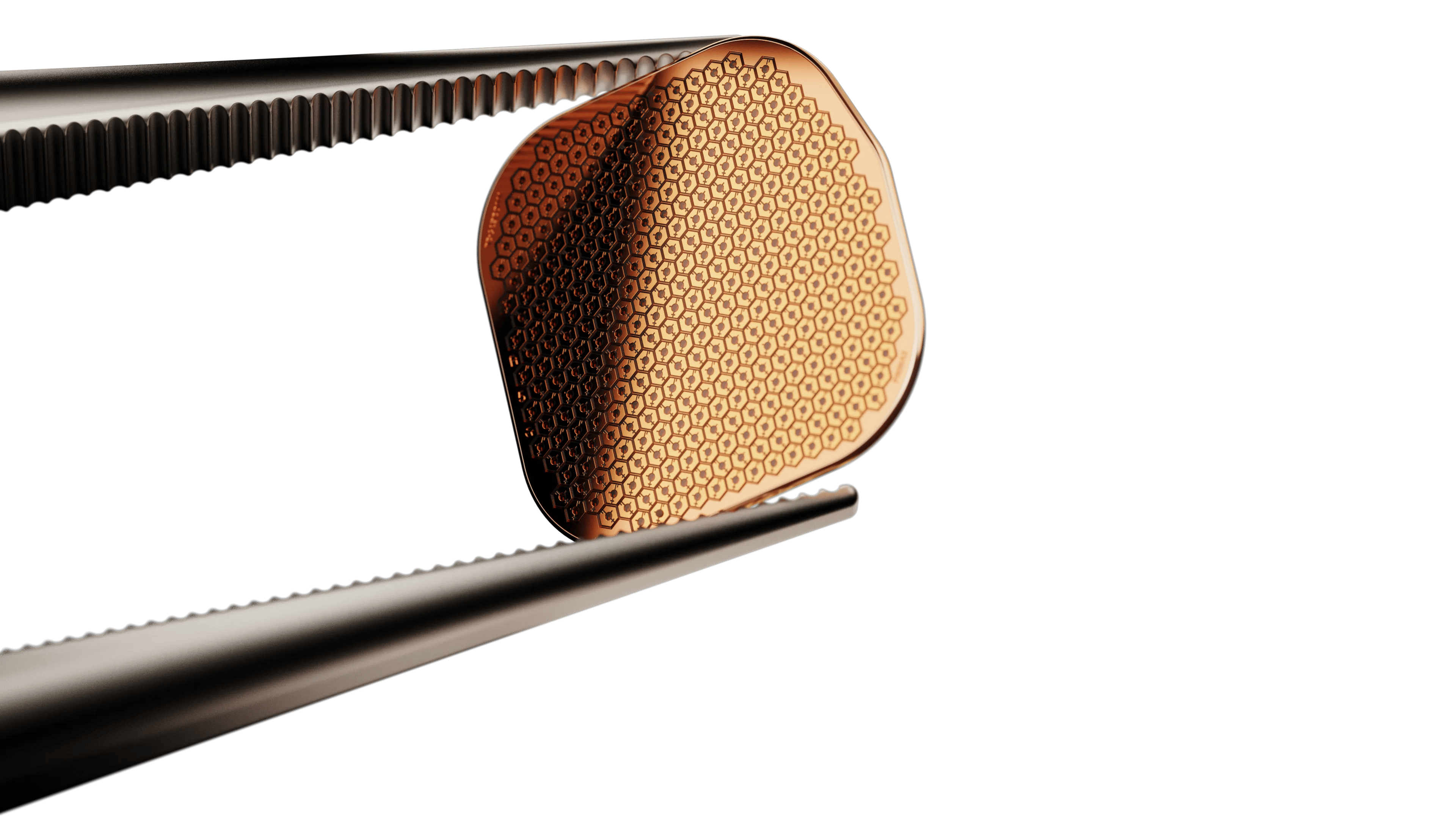 Close-up view of the PRIMA retinal microchip implant for age-related macular degeneration
