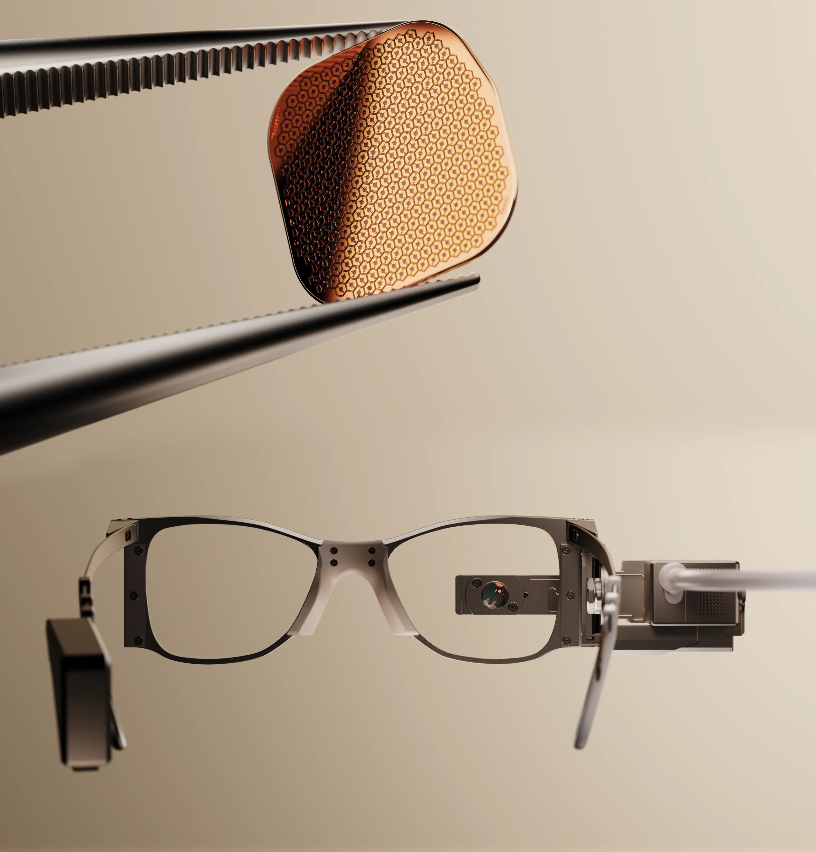 PRIMA retinal implant chip and camera glasses system for AMD treatment
