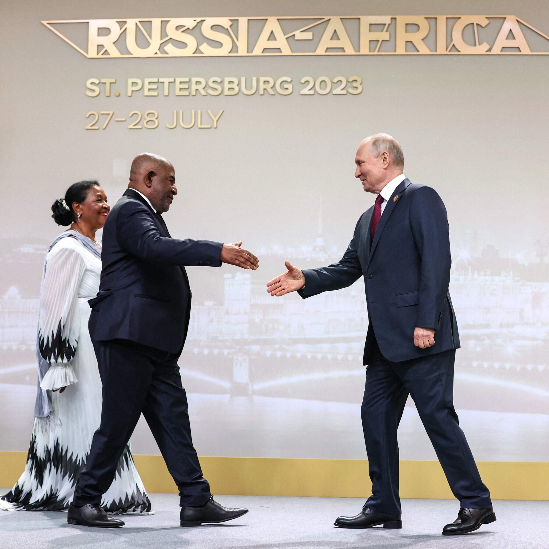 Russian President Vladimir Putin speaks during a Russia-Africa Summit.