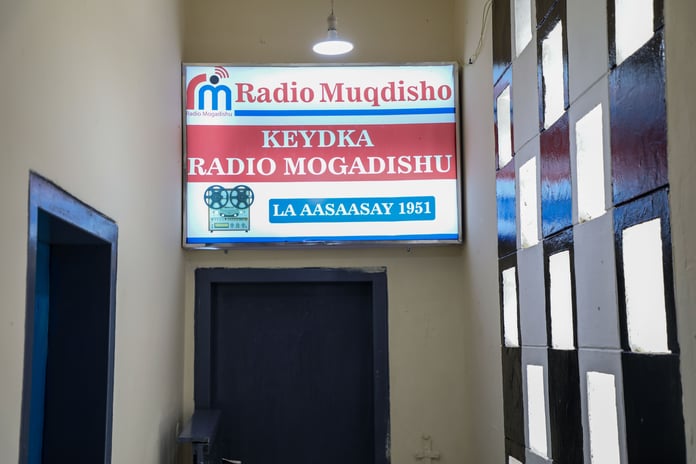 Archivist working on digitization at Radio Mogadishu in Mogadishu Somalia