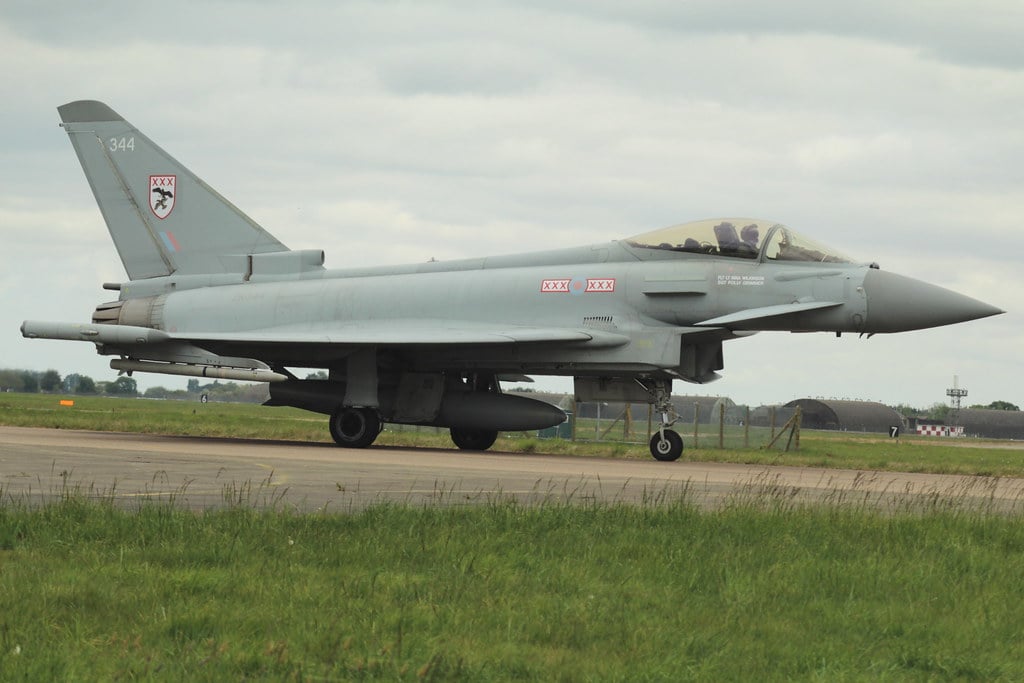 Royal Air Force Eurofighter Typhoon jet in flight representing UK sixth-generation fighter programme GCAP