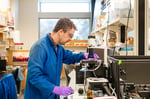 Dr. Randy Carney uses a Raman microscope to study nanoplastics at UC Davis