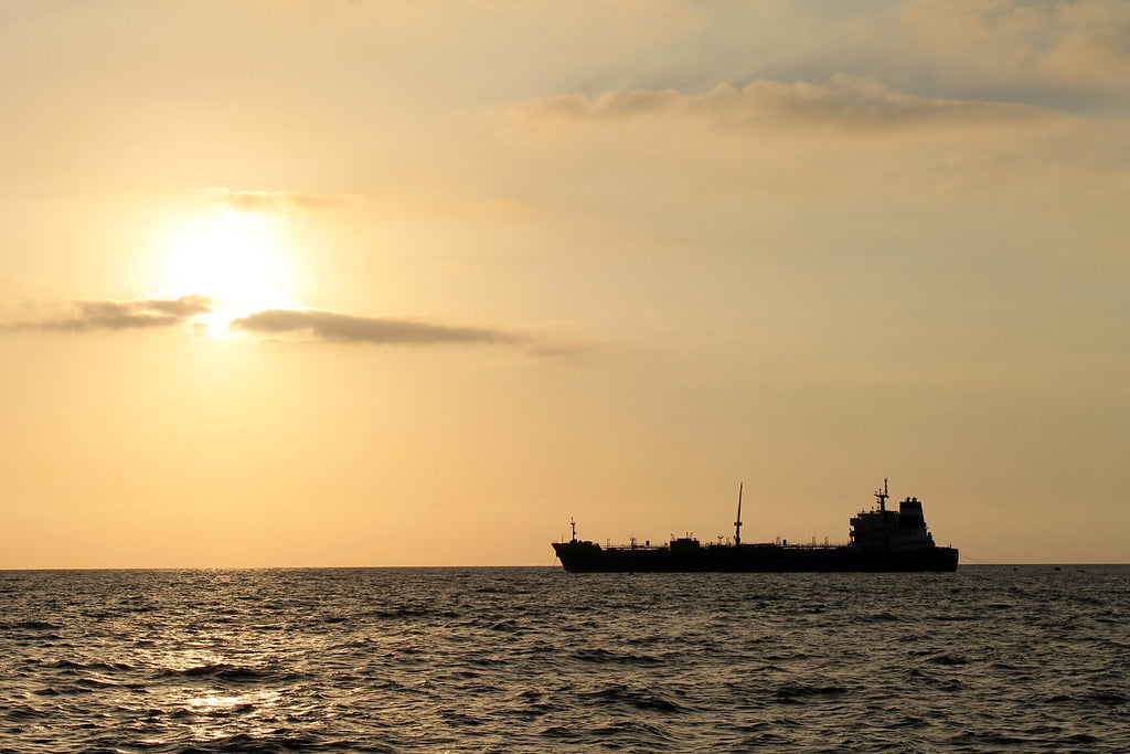 Commercial tanker vessel at sea amid rising war-risk insurance costs in Bab al-Mandeb Red Sea corridor