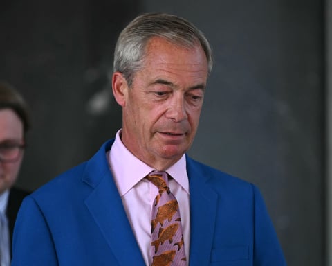 Nigel Farage at a Reform UK political event