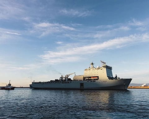 RFA Lyme Bay minehunting mothership heading to the Strait of Hormuz, June 2026
