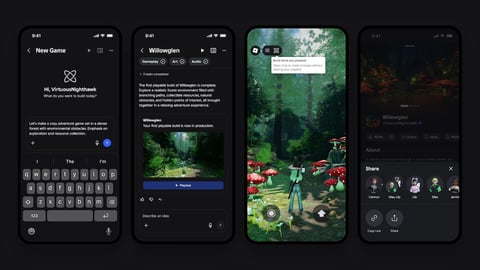Roblox Build AI game creation tool interface on mobile