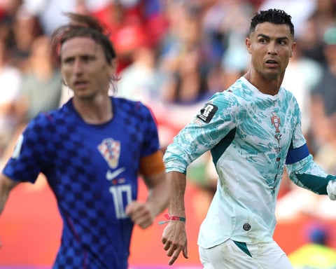 Cristiano Ronaldo of Portugal at the 2026 FIFA World Cup Round of 32 against Croatia in Toronto