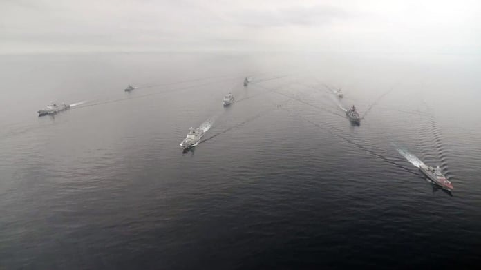 Russian and Chinese warships conduct joint naval exercises in the Sea of Japan during Naval Interaction 2026
