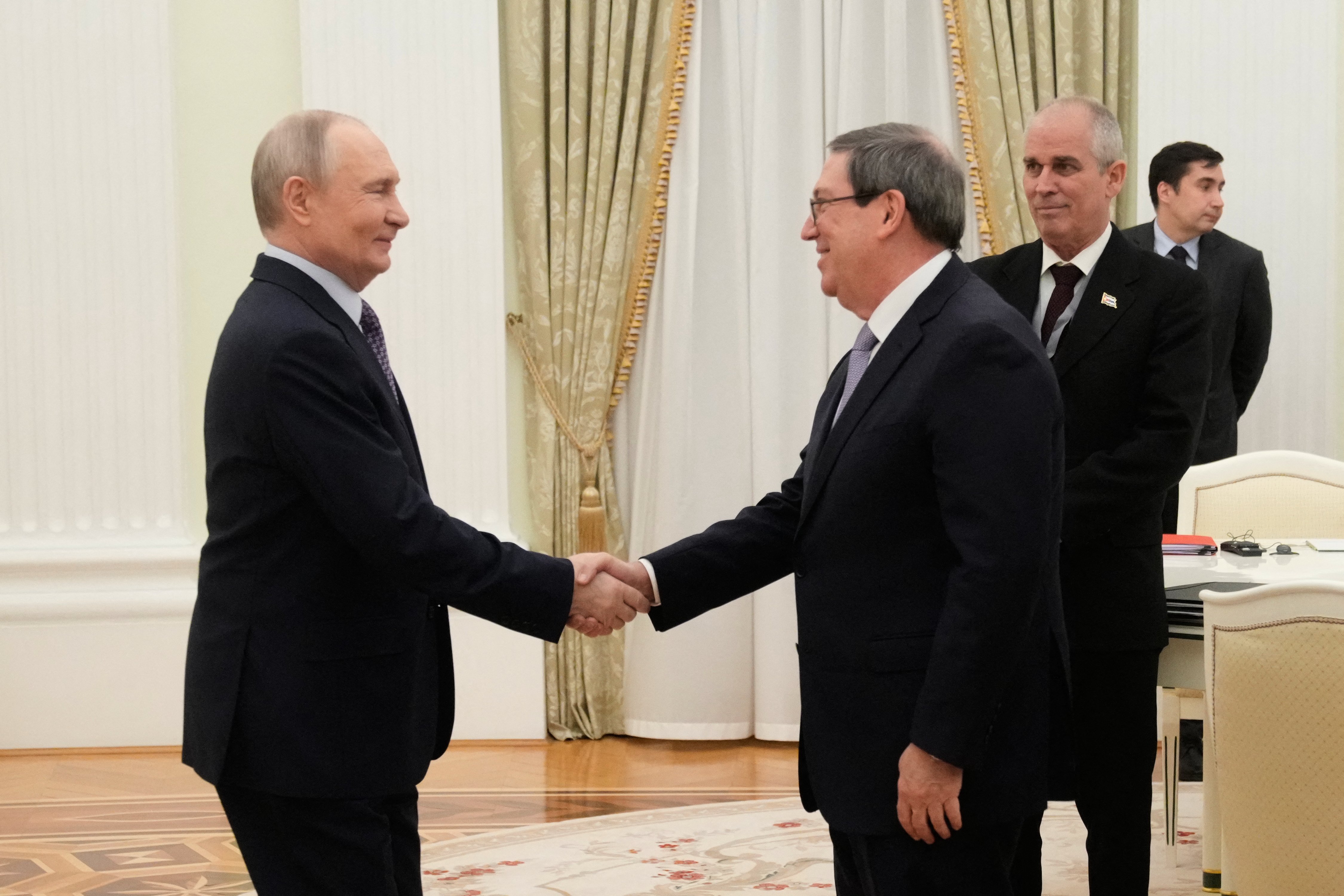 Russian President Vladimir Putin meets Cuba's Foreign Minister Bruno Rodriguez at the Kremlin as Moscow supports Cuba amid Trump's fuel blockade