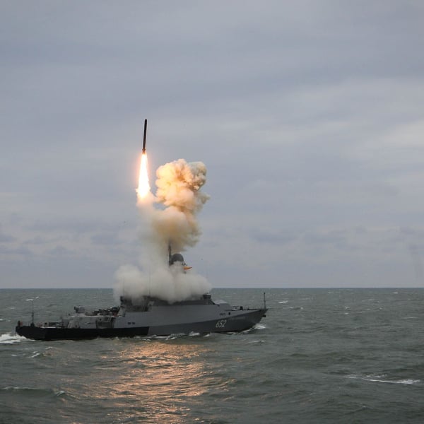 Russian warship fires Kalibr cruise missile in the Black Sea