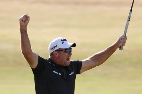 Ryan Fox celebrates winning The Open Championship at Royal Birkdale 2026