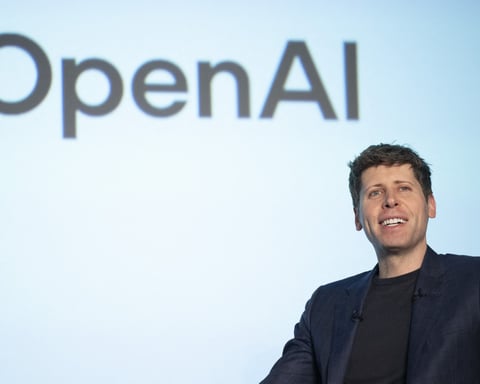OpenAI CEO Sam Altman at a talk session with SoftBank Group Chairman Masayoshi Son in Tokyo, February 2025