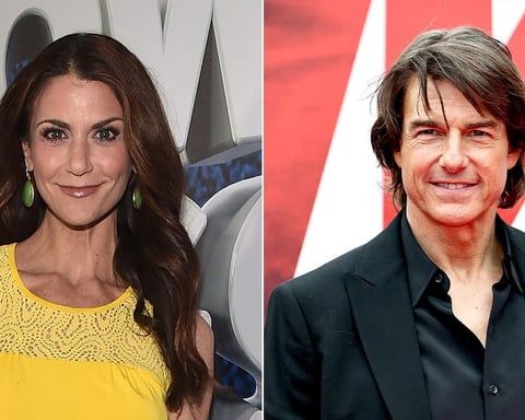 Samantha Harris, former Entertainment Tonight host, and Tom Cruise, who caught a falling Ducati motorcycle to save her during a 2010 shoot in Seville