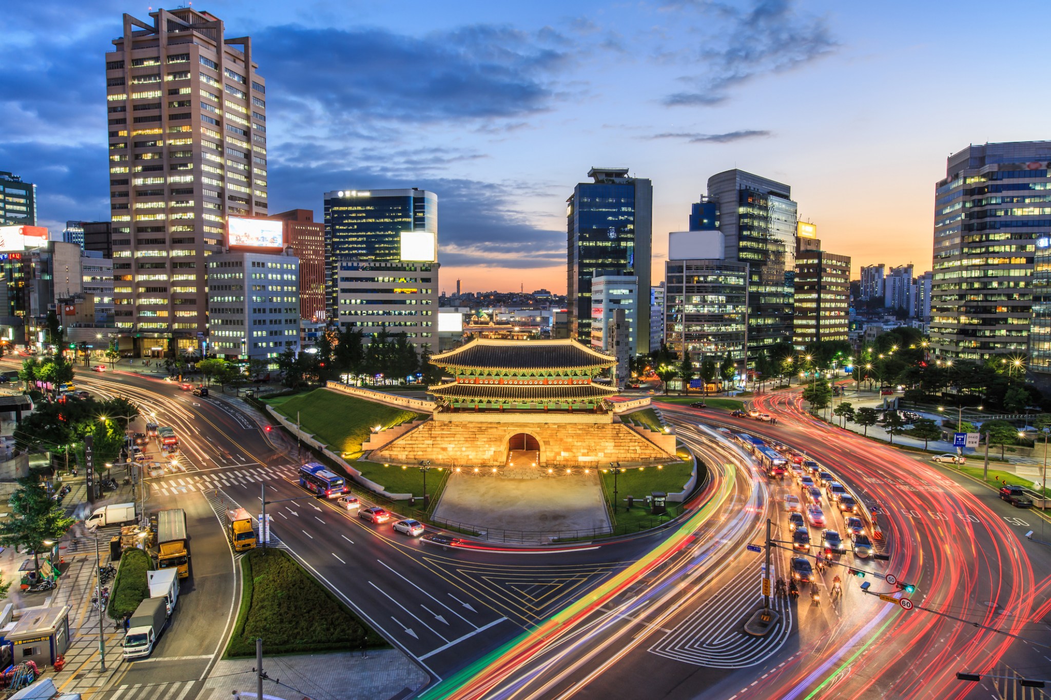 Seoul cityscape at night reflecting South Korea's growing role in global financial markets as Samsung explores a US ADR listing