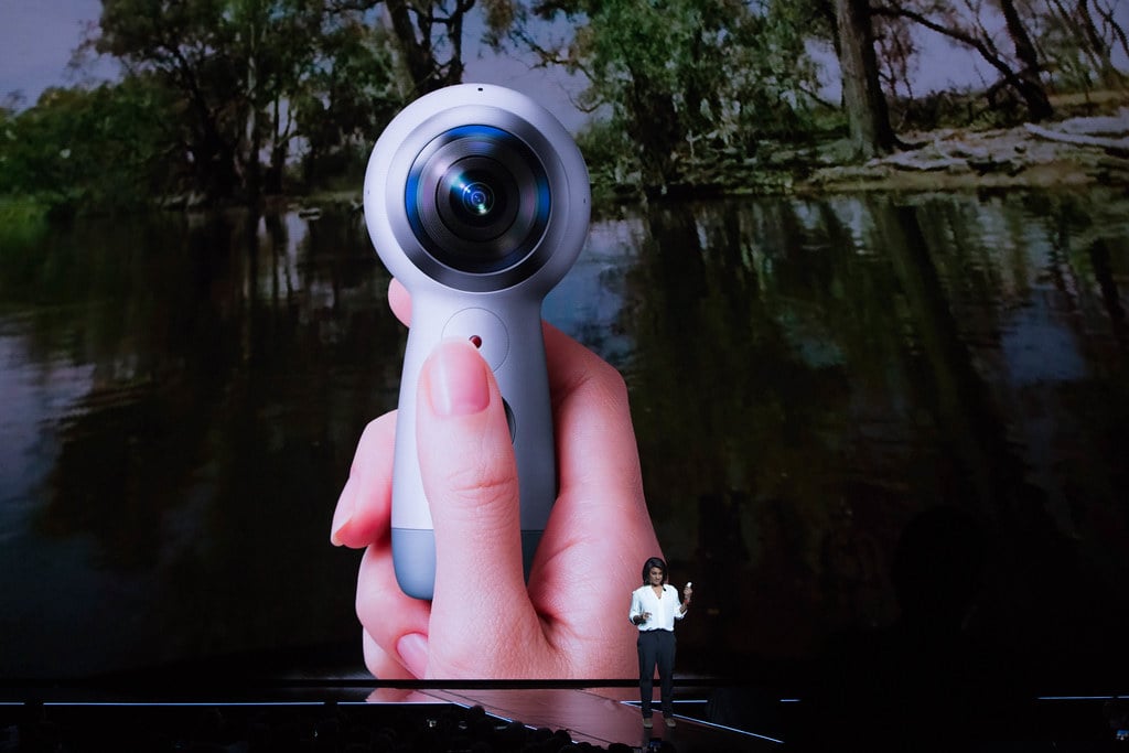 Samsung Galaxy launch presentation at Unpacked event with stage lighting and brand display
