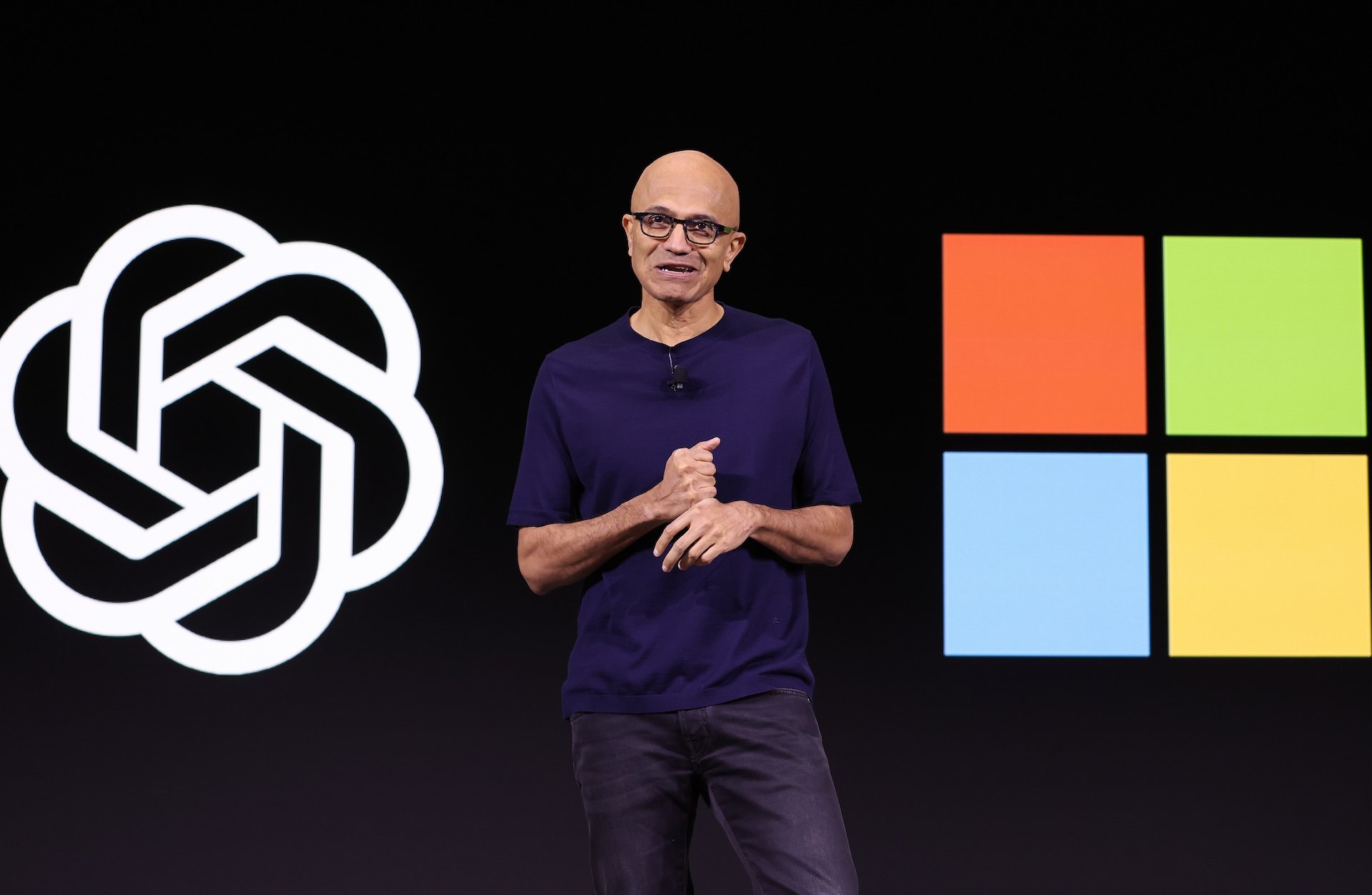 Satya Nadella Microsoft CEO speaking about enterprise AI data risk