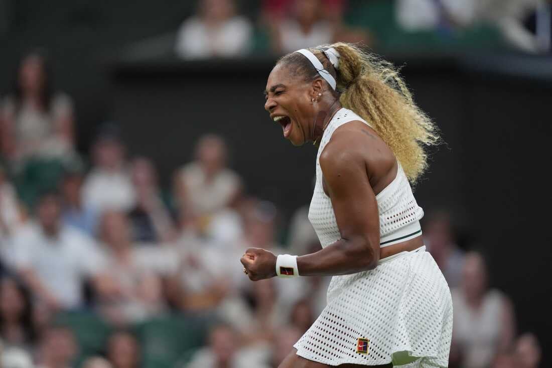 Serena Williams playing against Maya Joint in their Wimbledon 2026 first-round match on Centre Court