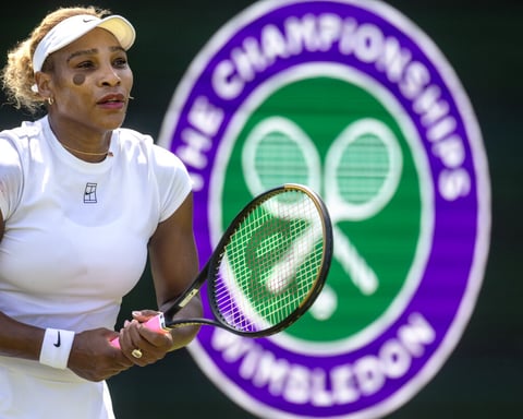Serena Williams practicing at Wimbledon 2026 ahead of her first-round match against Maya Joint