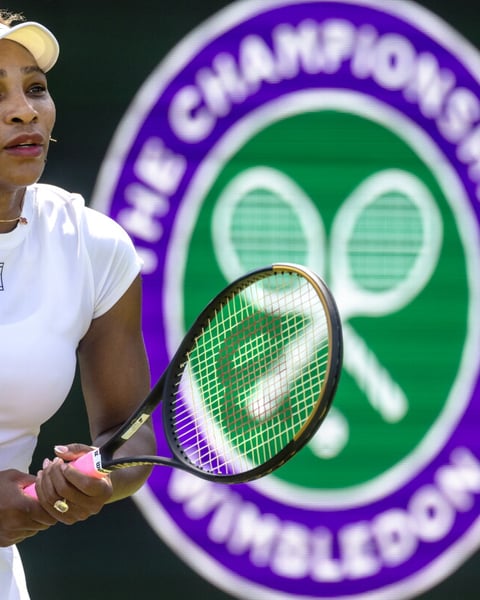 Serena Williams practicing at Wimbledon 2026 ahead of her first-round match against Maya Joint