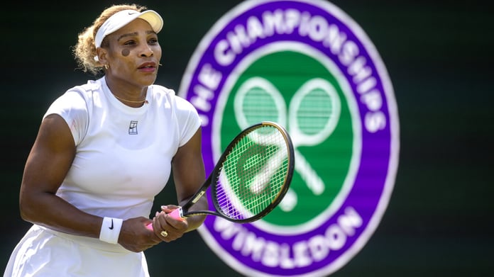 Serena Williams practicing at Wimbledon 2026 ahead of her first-round match against Maya Joint