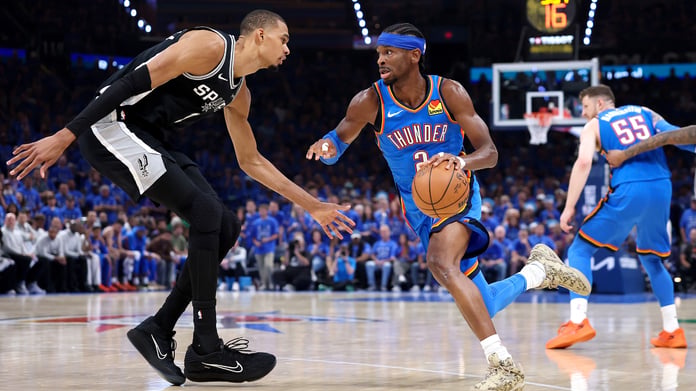 Shai Gilgeous-Alexander and Victor Wembanyama during the 2025-26 NBA season