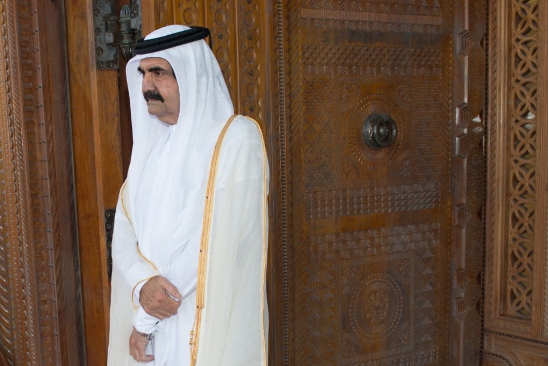 Former Emir of Qatar Sheikh Hamad bin Khalifa Al Thani at a welcoming ceremony in Doha