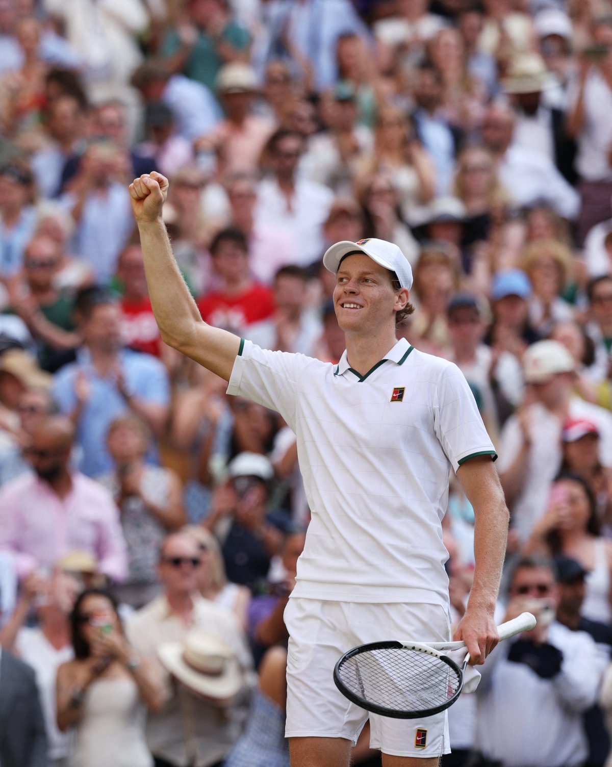 Jannik Sinner celebrates winning the Wimbledon 2026 title against Alexander Zverev