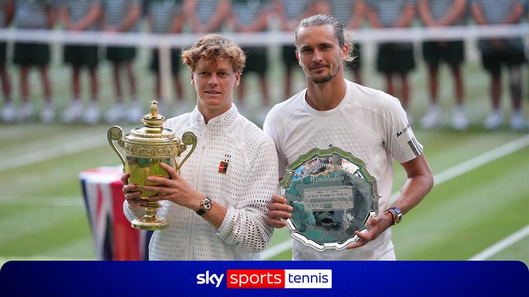 Jannik Sinner celebrates winning the 2026 Wimbledon title against Alexander Zverev