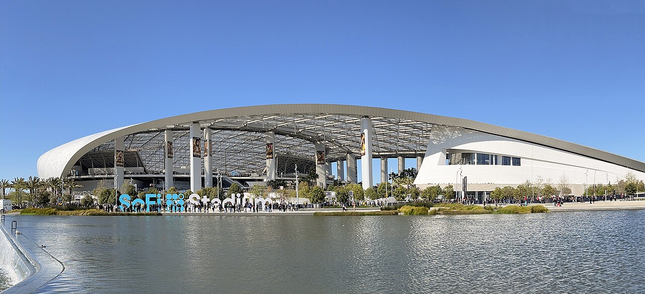 SoFi Stadium in Inglewood Los Angeles California exterior view 2023