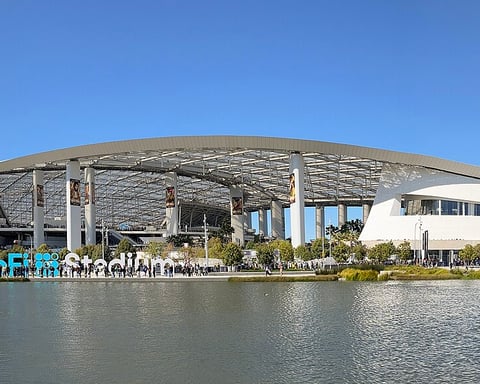 SoFi Stadium in Inglewood Los Angeles California exterior view 2023