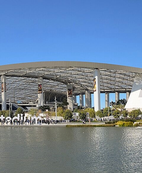 SoFi Stadium in Inglewood Los Angeles California exterior view 2023