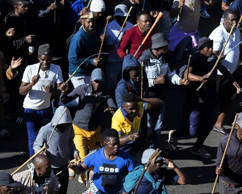 Anti-immigrant protesters march through streets of Johannesburg, South Africa, June 2026
