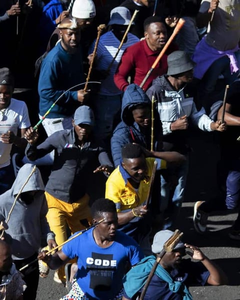 Anti-immigrant protesters march through streets of Johannesburg, South Africa, June 2026