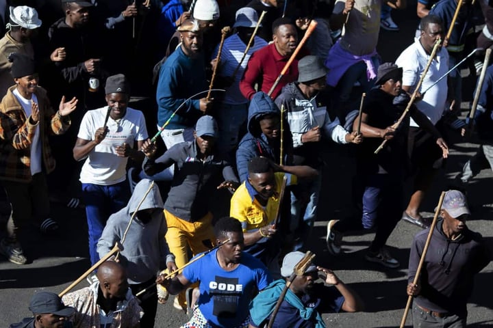 Anti-immigrant protesters march through streets of Johannesburg, South Africa, June 2026