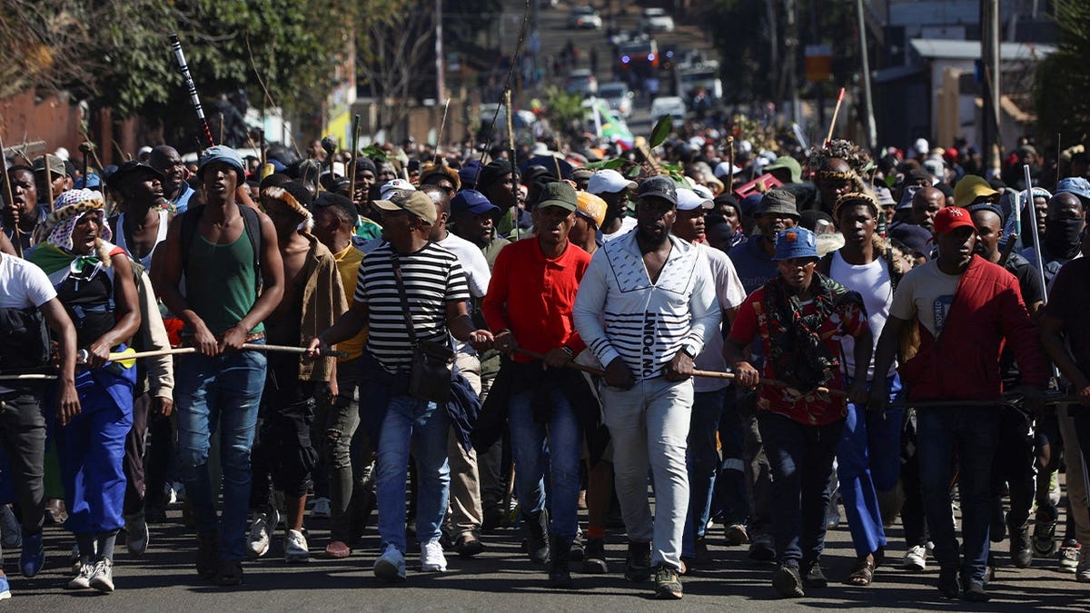 Anti-immigrant protesters march through Johannesburg streets on June 30, 2026, South Africa xenophobia protests