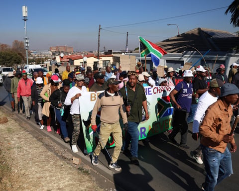 South African protesters during xenophobic violence campaign targeting migrants