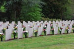 Flowers placed on Soviet war graves at the Soviet Field of Glory cemetery in Leusden Netherlands