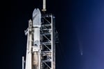 SpaceX Falcon Heavy rocket carrying NASA Europa Clipper spacecraft at Launch Complex 39A Kennedy Space Center Florida October 2024