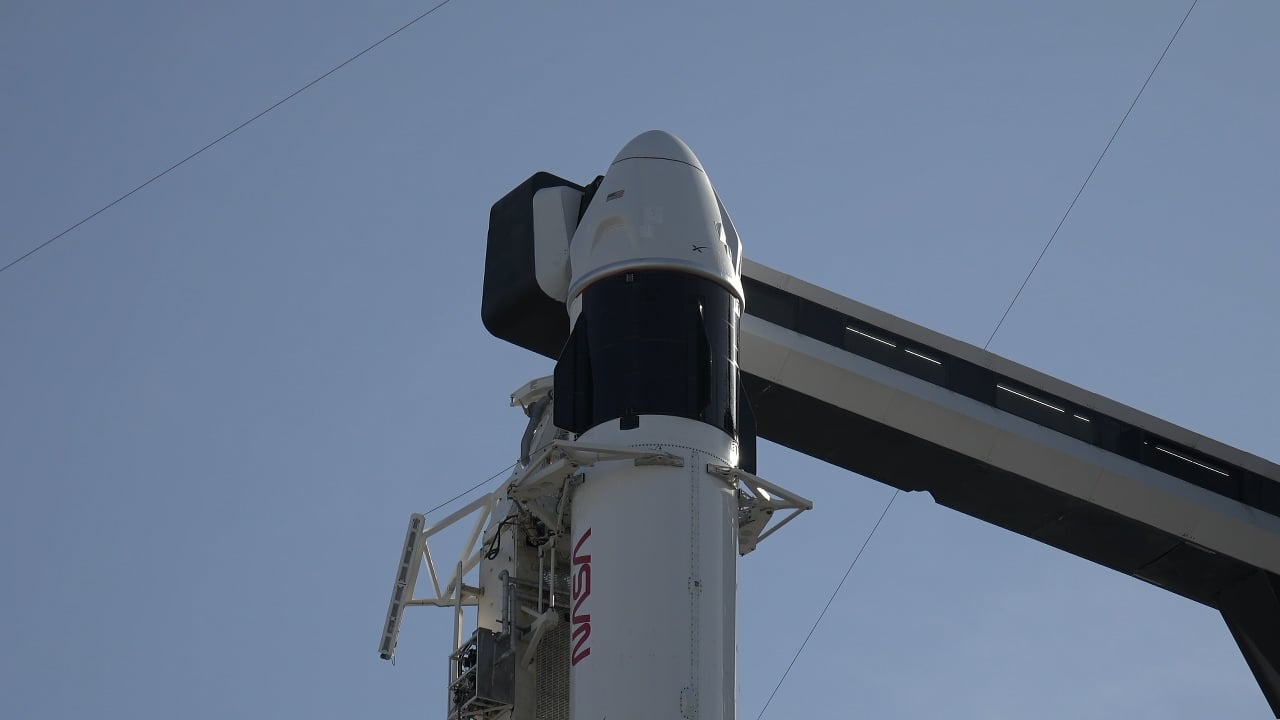 SpaceX Falcon 9 rocket with Dragon spacecraft for NASA Crew-10 mission