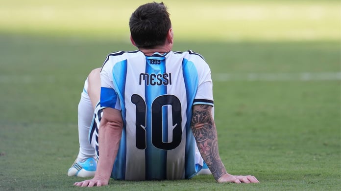 Lionel Messi after Argentina's defeat to Spain in the 2026 FIFA World Cup final at MetLife Stadium