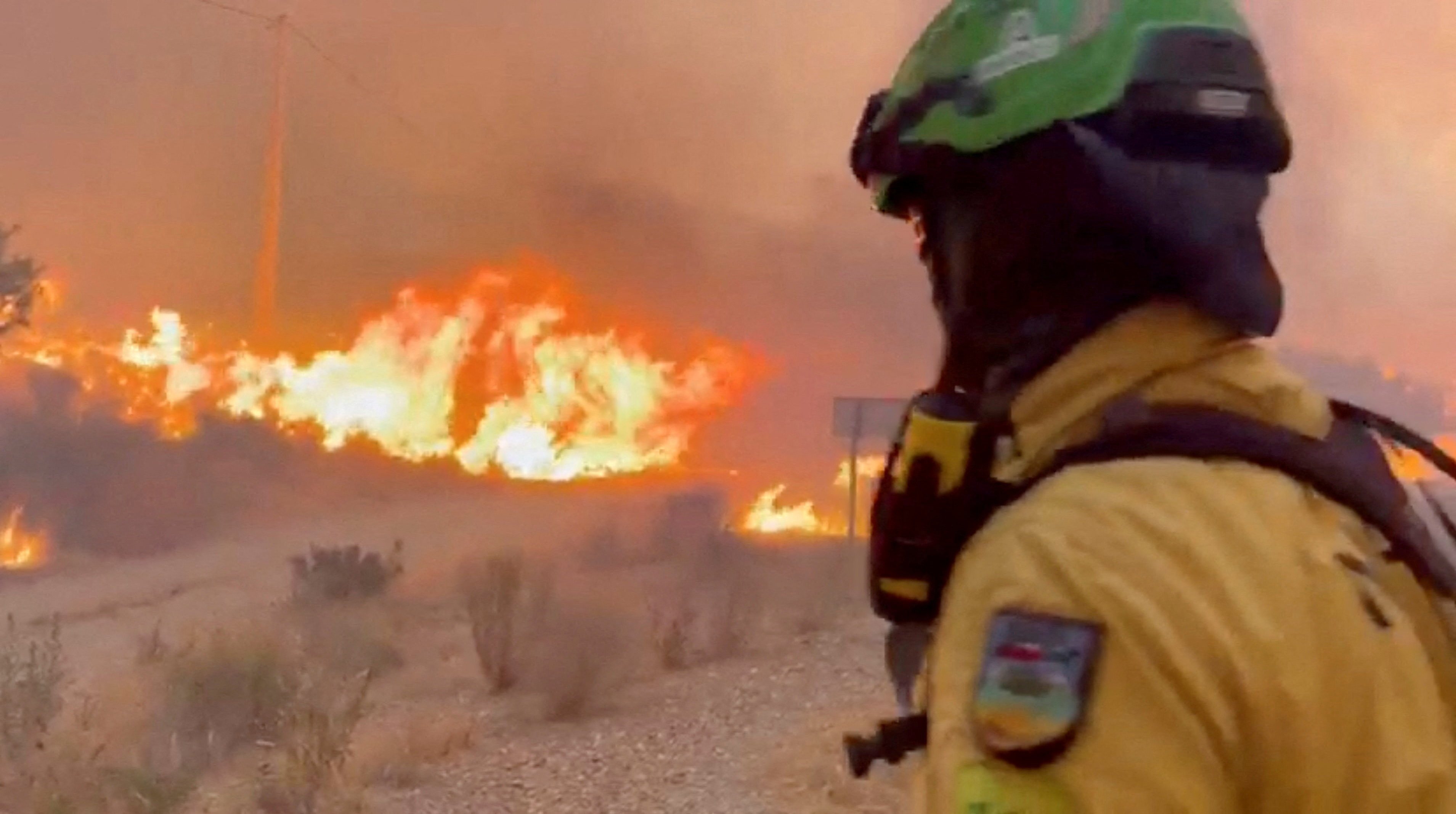 Emergency crews battle wildfires in Almeria province, southern Spain