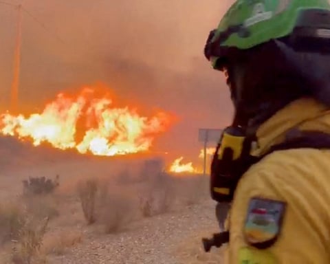Emergency crews battle wildfires in Almeria province, southern Spain